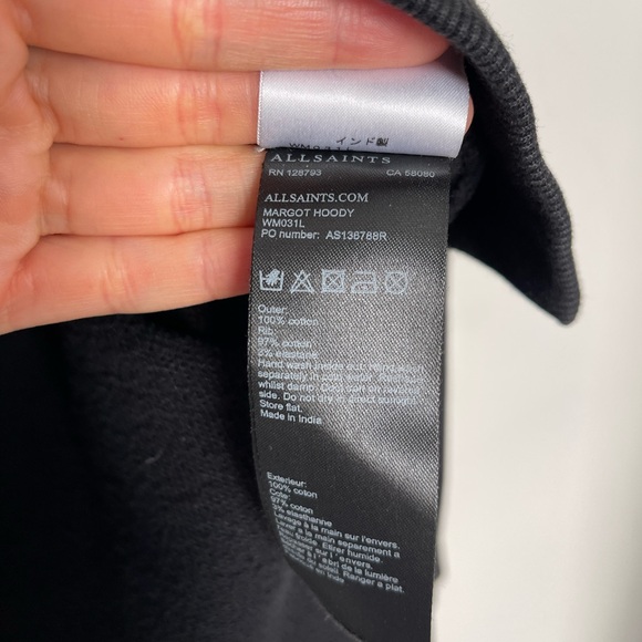 All Saints Black Hoodie withFloral Embroidery Oversized - Picture 5 of 5